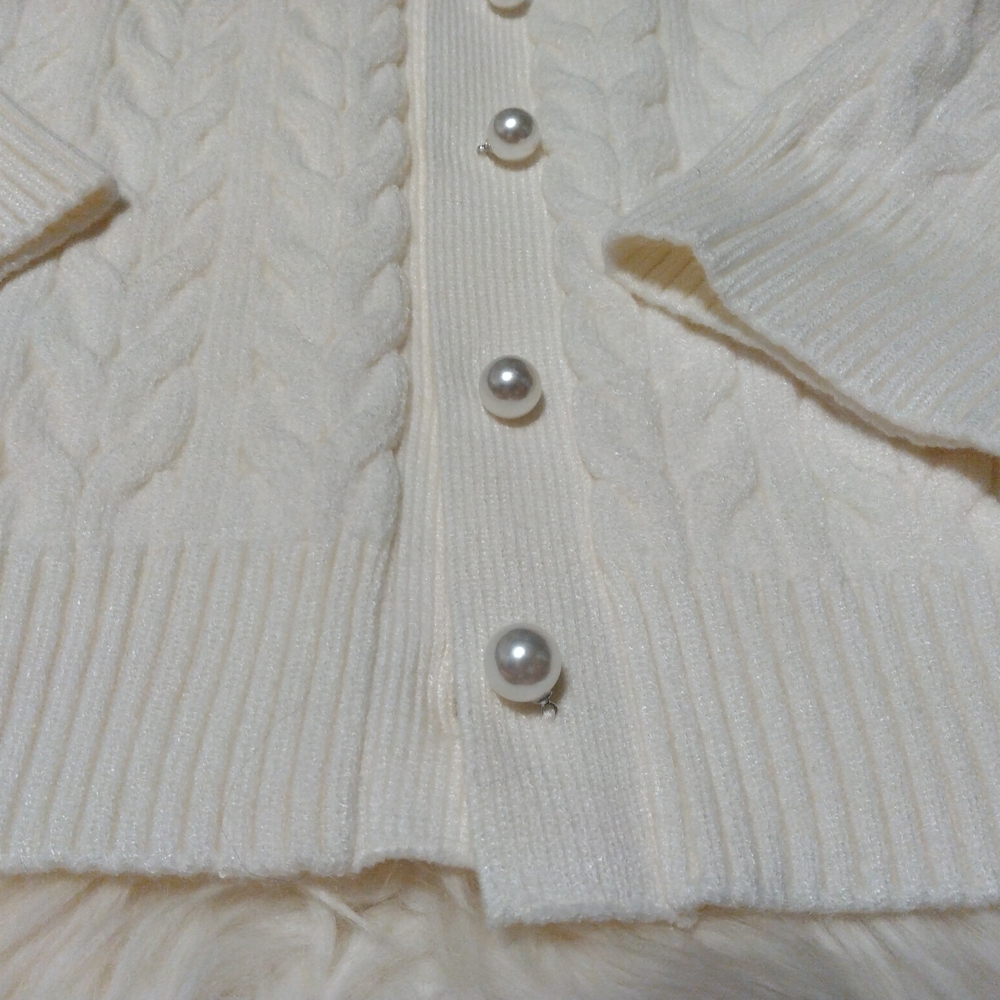 Adrianna Papell Winter White Cardigan with Pearl Accents NWT Size XL - Picture 3 of 11